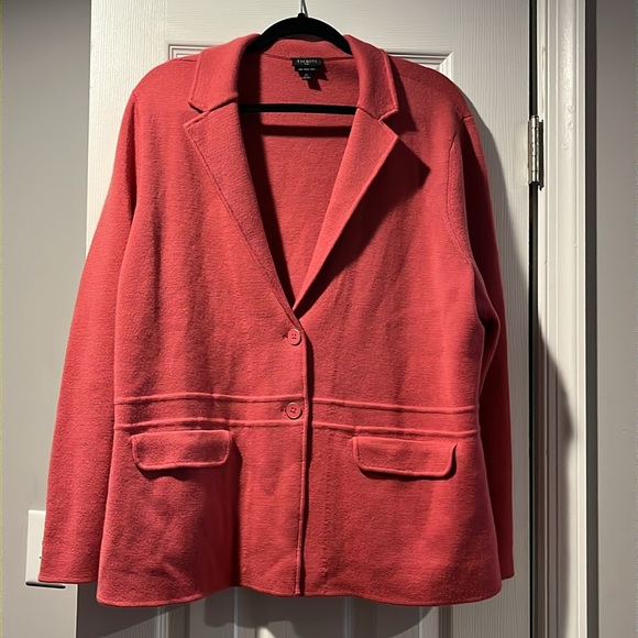 Talbots 2X pure Marino wool button-up cardigan sweater woman’s pink - Picture 2 of 11